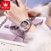3Pcs/Set OLEVS 6699 Transparent Women Mechanical Watches Luxury Automatic Movement Stainless Steel Waterproof Hollow Watch Woman 4