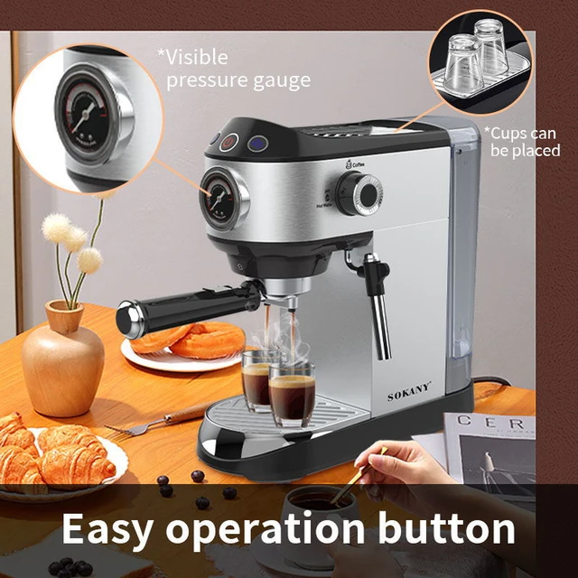 Edoolffe Espresso Coffee Machine With Milk Frother Wand For Espresso, Cafe  Powder 5 Bar Espresso Maker,cappuccino And Latte - Coffee Makers -  AliExpress