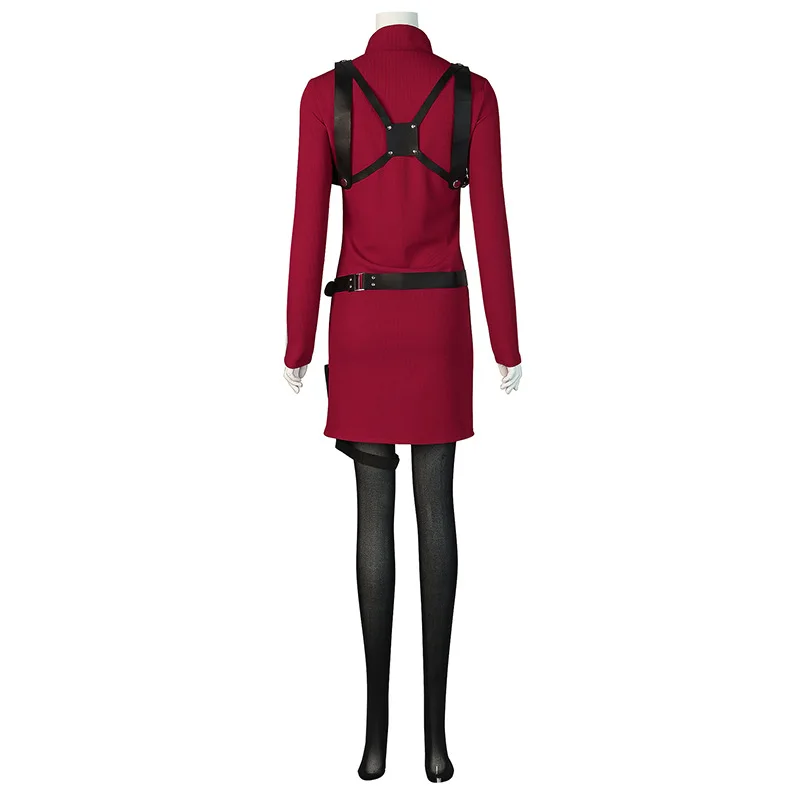 Movie Ada Wong Cosplay Costume Adult Women Girls Red Dress Socks Suit Halloween Outfit Uniform Party Performance
