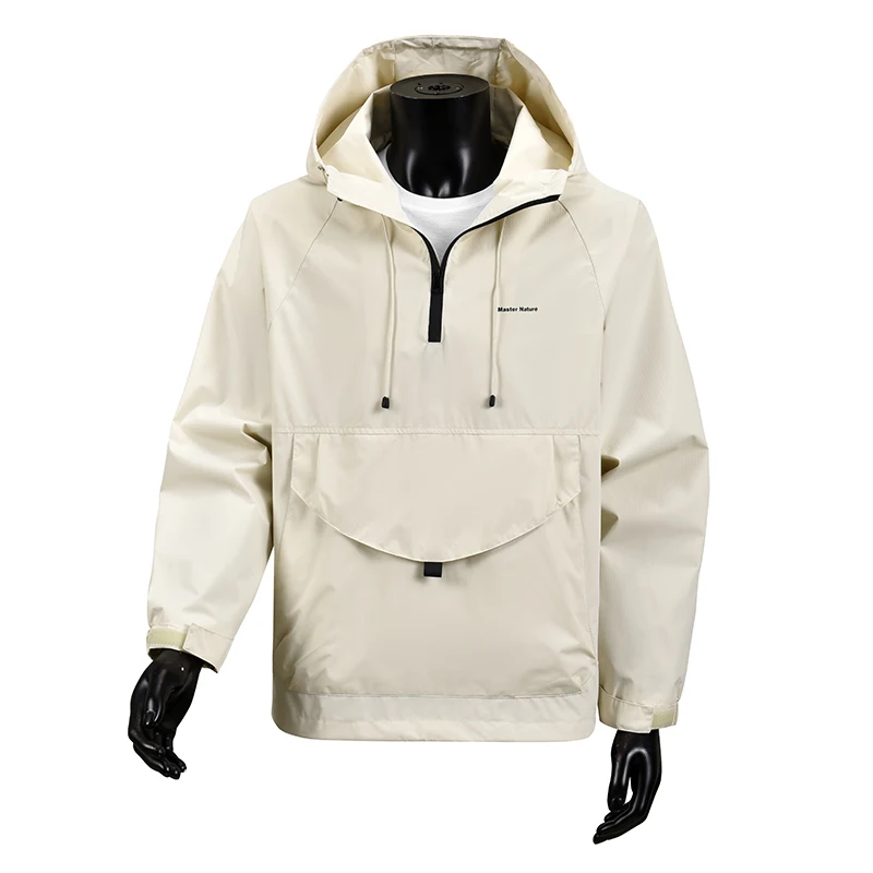 Men's Lightweight Windproof Waterproof Jacket Hooded Raincoat Thin Outdoor Hiking Running Fishing Travel Parka Windbreaker (S-4X
