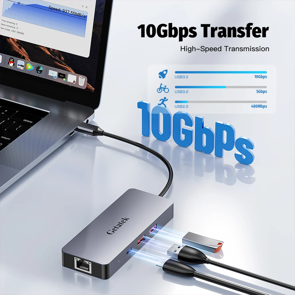 USB C Hub HDMI 4K 60Hz, 6 in 1 Dockteck, Dock Ethernet