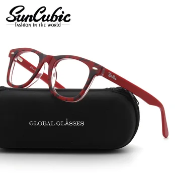 빈티지 광학 안경 프레임, 아세테이트 독서, 근시 처방 안경, 케이스 포함, 회색, 빨간색, 데미 604G-S/H