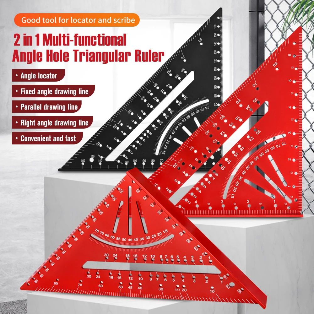 1pc Aluminium Alloy Metric Triangle Ruler for Woodworking Angle Measurement