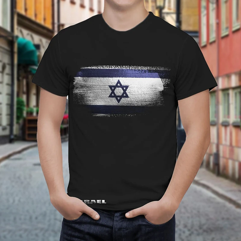 

Vintage ISRAEL National Emblem Flag Print T Shirt For Men Clothing Streetwear Patriotic Short Sleeve T-shirts Tees Male Tops 4XL