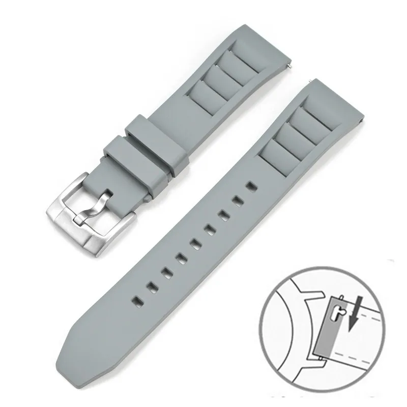 Premium FKM Fluoro Rubber Quick Release Waterproof Watch Strap with Stainless Steel Buckle