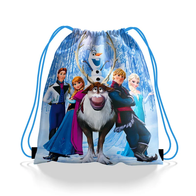 Description Picture 6 of item6/36PCS Iconic Brand Frozen Elsa Anna Birthday Party Gifts Non-woven 27*34cm Drawstring Good Bags Kids Favor School Backpacks