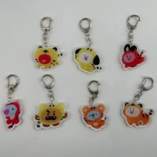 

KPOP Bangtan Boys New 21 Cartoon Baby Tiger Year Key Pendant Keychain D Buckle key ring K-POP Korea Fashion Gifts fan favorite