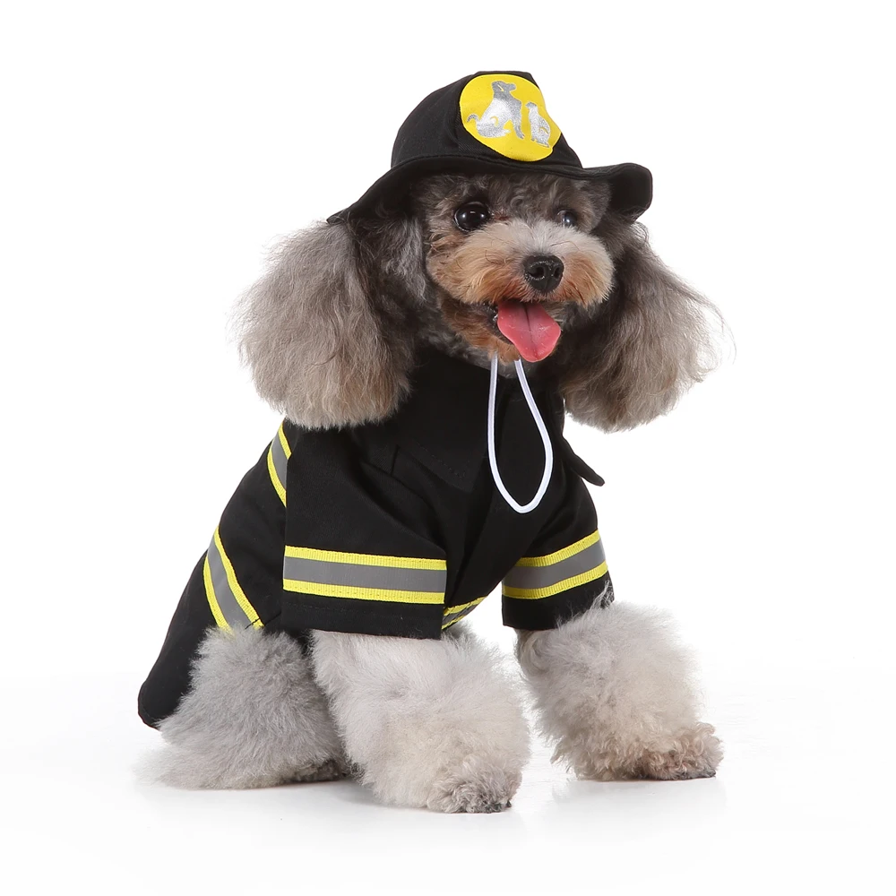 

2022 XL 2in 1 NEW Fashion Fireman Service Suit Set Puppy LUXURY Pet Clothes Coat Costume FOR DOG