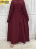 Modest Abaya Ramadan fashion women's dress Muslim women hot sale dress Turkey Arabia Dubai solid color robe dress