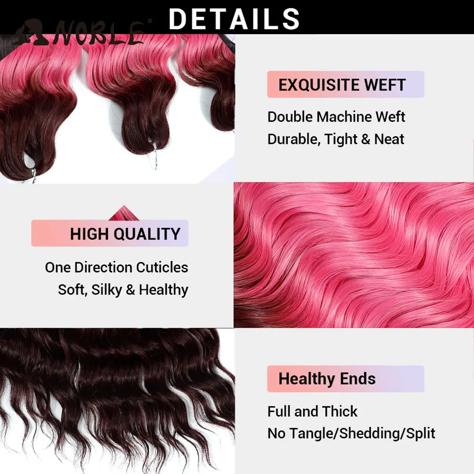 Noble Crochet Hair Synthetic Hair Water Wave Braiding Hair Extensions Ombre Rainbow color Deep Wave Curl Twist Hair Extension 5