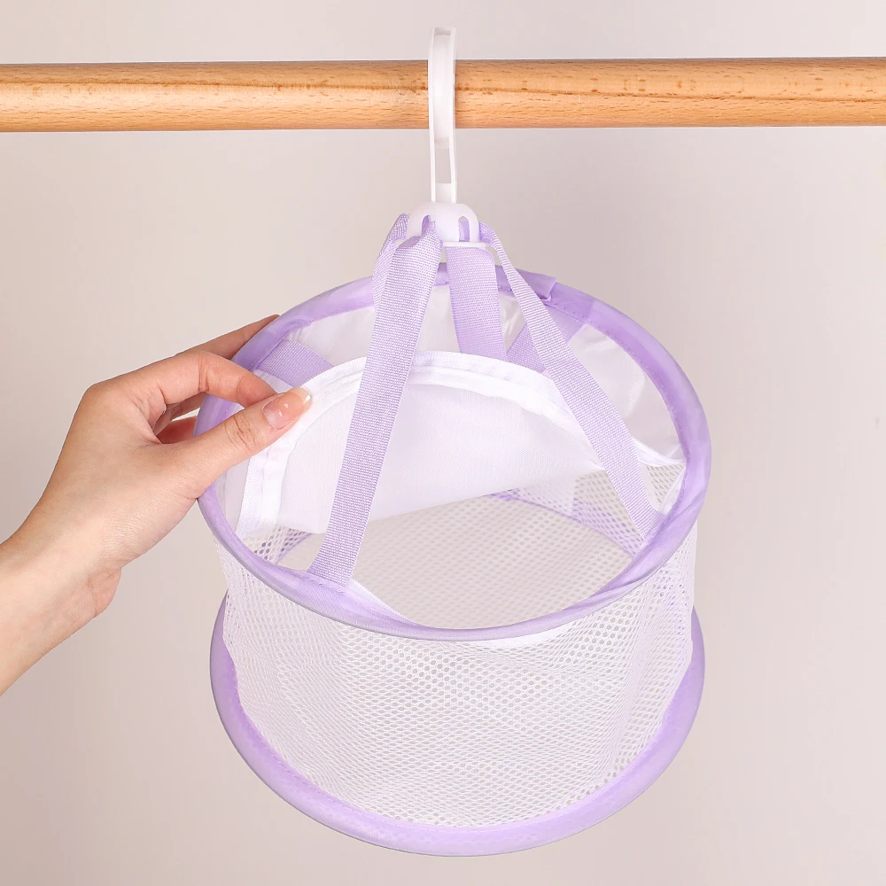 Mesh Drying Basket 360 Degree Rotatable Drying Bag Hanging Dryer for Underwear Socks Makeup Brush Mini Net Pocket Storage Basket