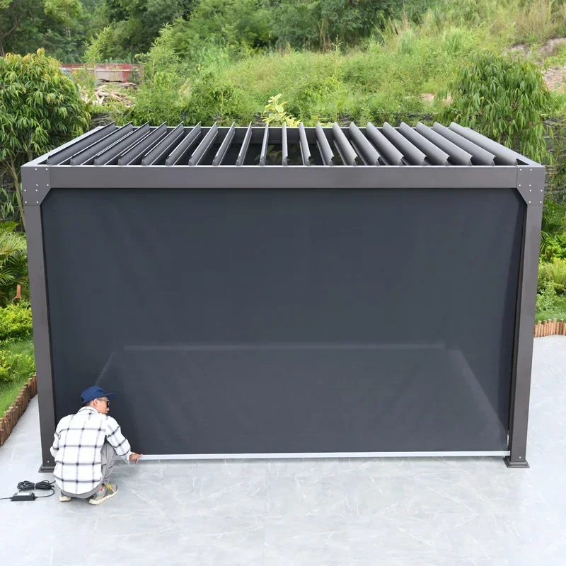 Pergolato Moderno Bioclimatico 3X4M 3X5M Patio Giardino Impermeabile Esterno Motorizzato Pergolato Elettrico In Alluminio