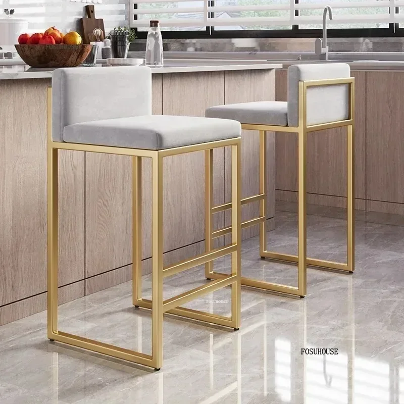 Nordic bar stools kitchen modern chairs reception soft minimalism single velvet bar stool living room indoor furniture