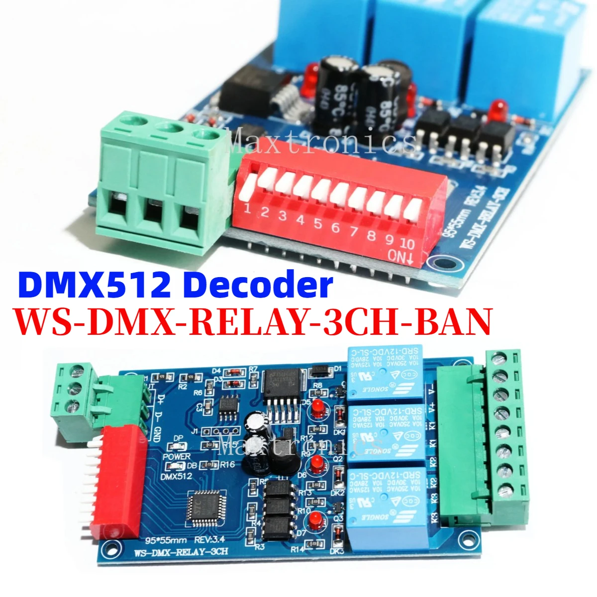 

NEW DC12V 3CH Relay Controller DMX512 Decoder WS-DMX-RELAY-3CH-BAN for RGB LED Strip Light /Module Lamp Dump Node Relay Switch