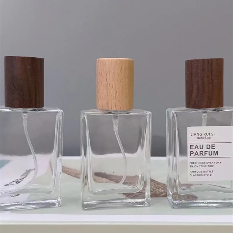 10pcs Refillable Square Glass Perfume Bottles with Wooden Screw Caps – Empty 30ml 50ml ... - SKU CBGS1900 - UGI Packaging