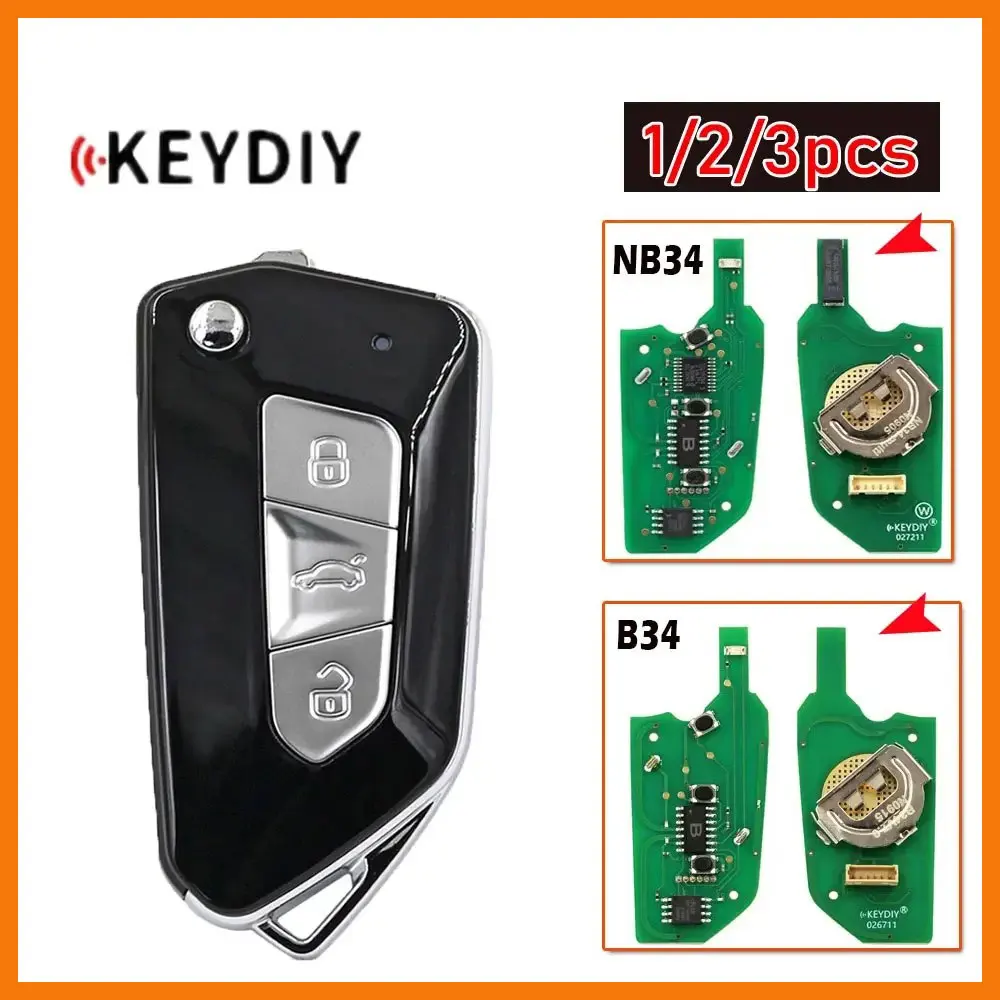 

1/2/3pcs KEYDIY Universal Remote Key B34 NB34 Car Remote Key with Multi-functional Chip for KD-X2 KD900 Mini KD URG200 KD-MAX