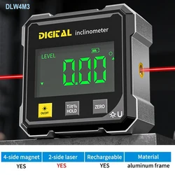Premium Digital Level Angle Box with Dual Laser and Yellow Key Protractor (Brown)