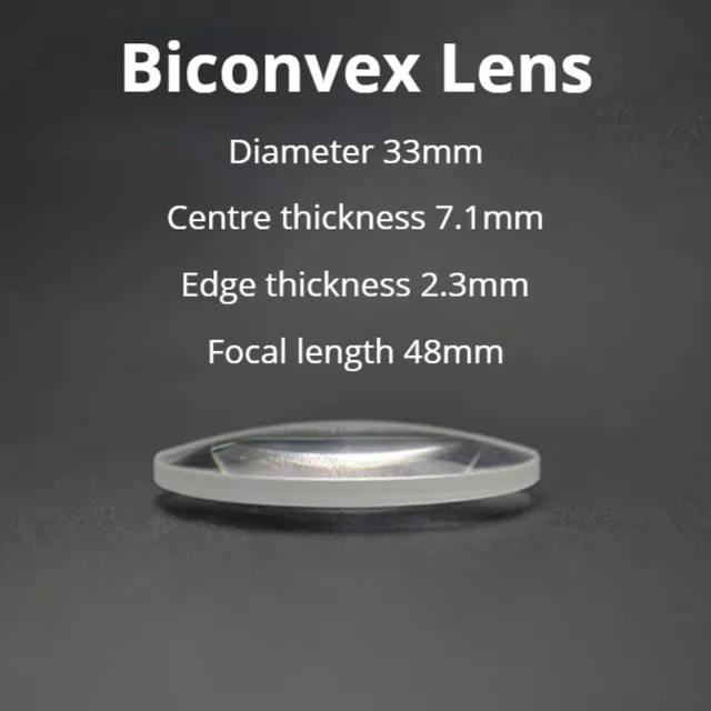 1pc 50mm Double Convex Lens - Optical Glass Magnifying Glass For