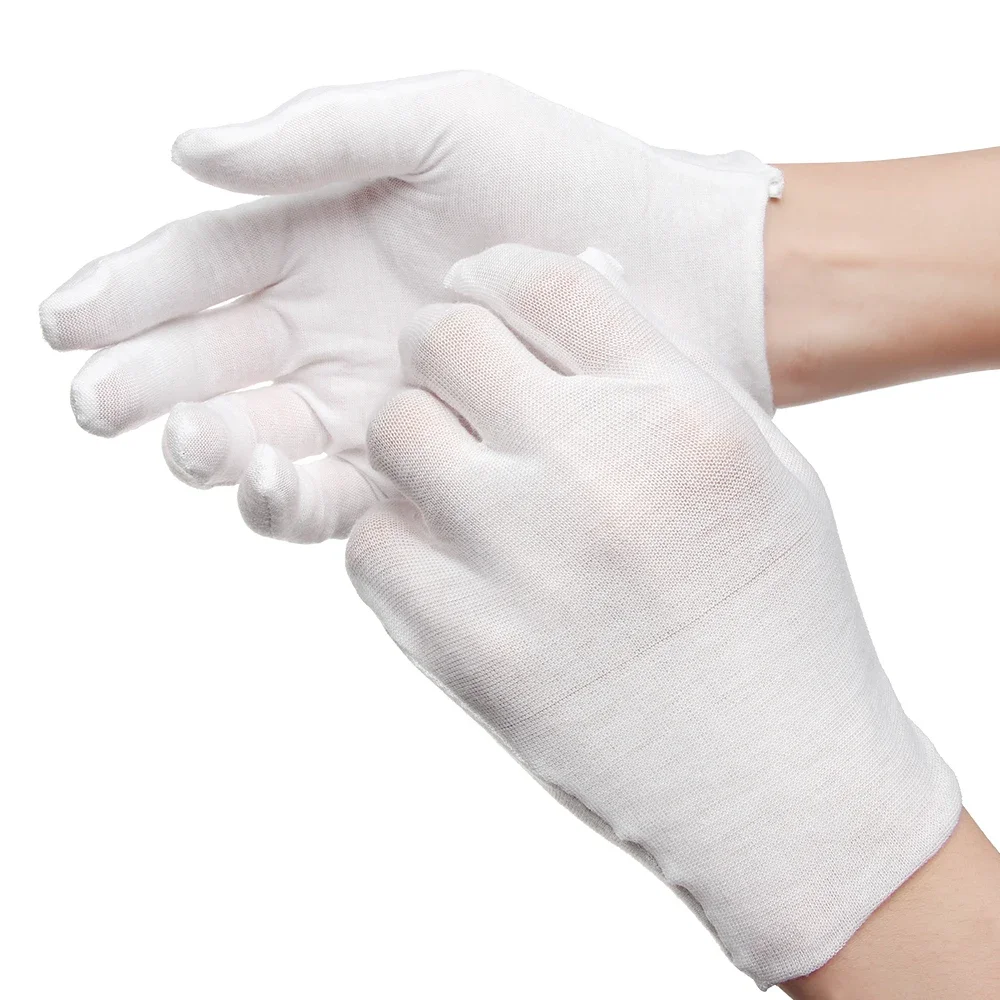 Cleaning Gloves Cotton Gloves 6Pair White Cotton Gloves Labor Protection Gloves for Jewelry Appreciation Thin Medium Cleaning Gardening Etiquette Supplies