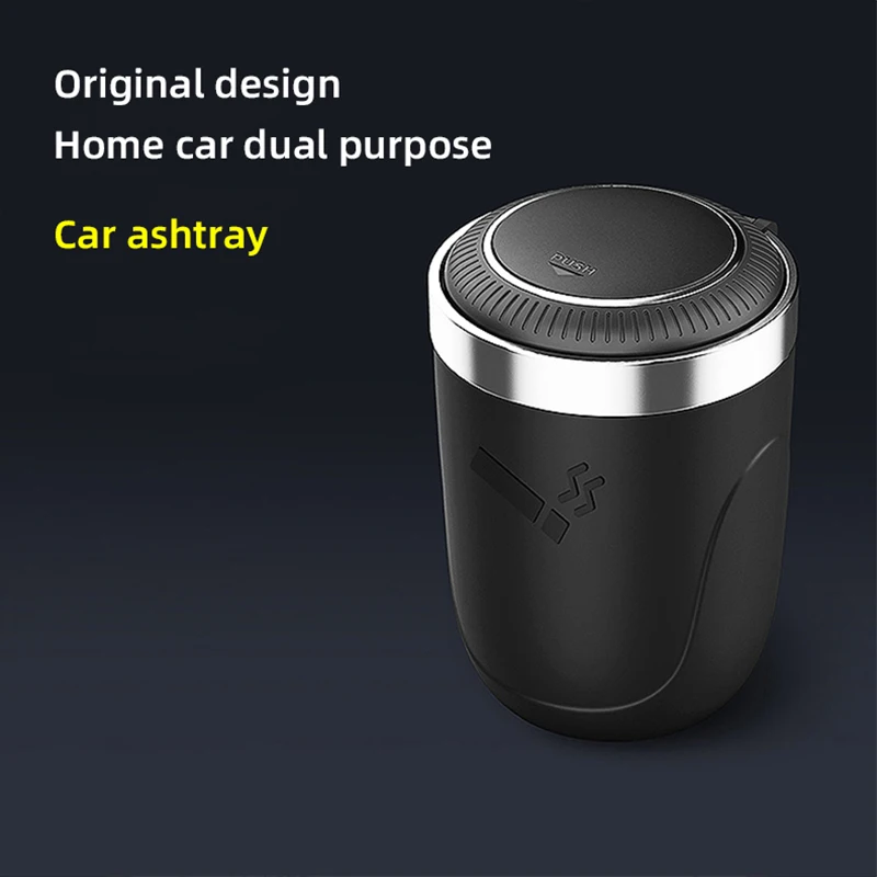 Portable Car Ashtray with LED Light Stainless Steel for Cigarettes