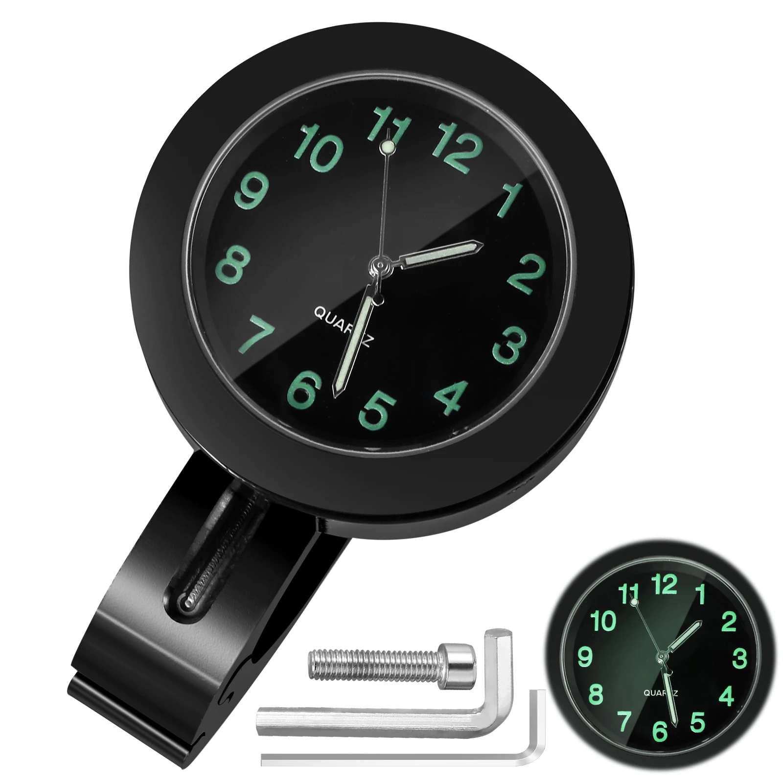 Chrome Waterproof Motorbike Handlebar Clock with Night Luminous Features