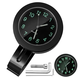 Chrome Waterproof Motorbike Handlebar Clock with Night Luminous Features (Black)