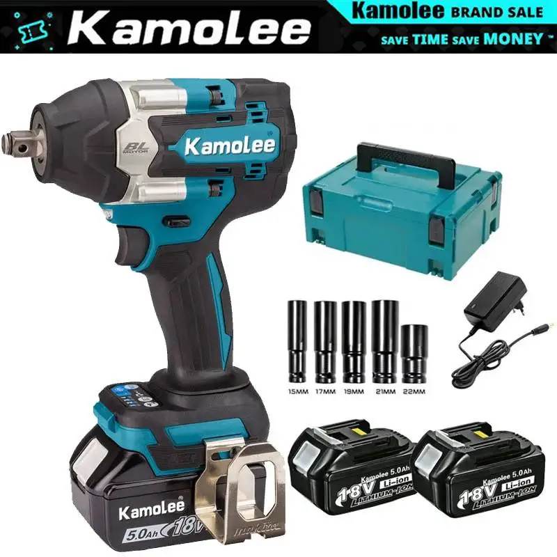 Kamolee 1800 N.M High Torque 6.0Ah 6000mAh Brushless Chave de Impacto Elétrica 1/2 Em Bateria De Íons De Lítio Para Makita 18V Bateria
