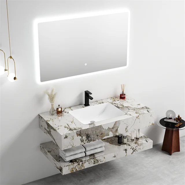 โรงงานขายส่งโดยตรงแขวนตู้โต๊ะเครื่องแป้งห้องน้ําราคาถูกและอ่างล้างจานห้องน้ําพร้อมตู้ 3