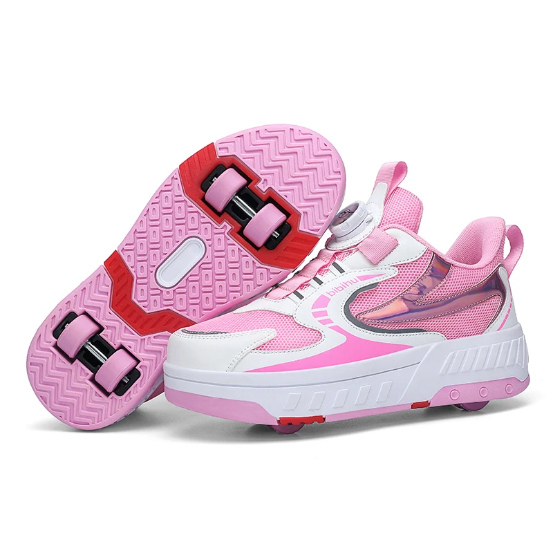 

EUR 28-42 NEW Children Junior Roller Skate Shoes Kids Sneakers With four 2023 Boys Girls Wheels Shoes Adult Casual boys Shoes