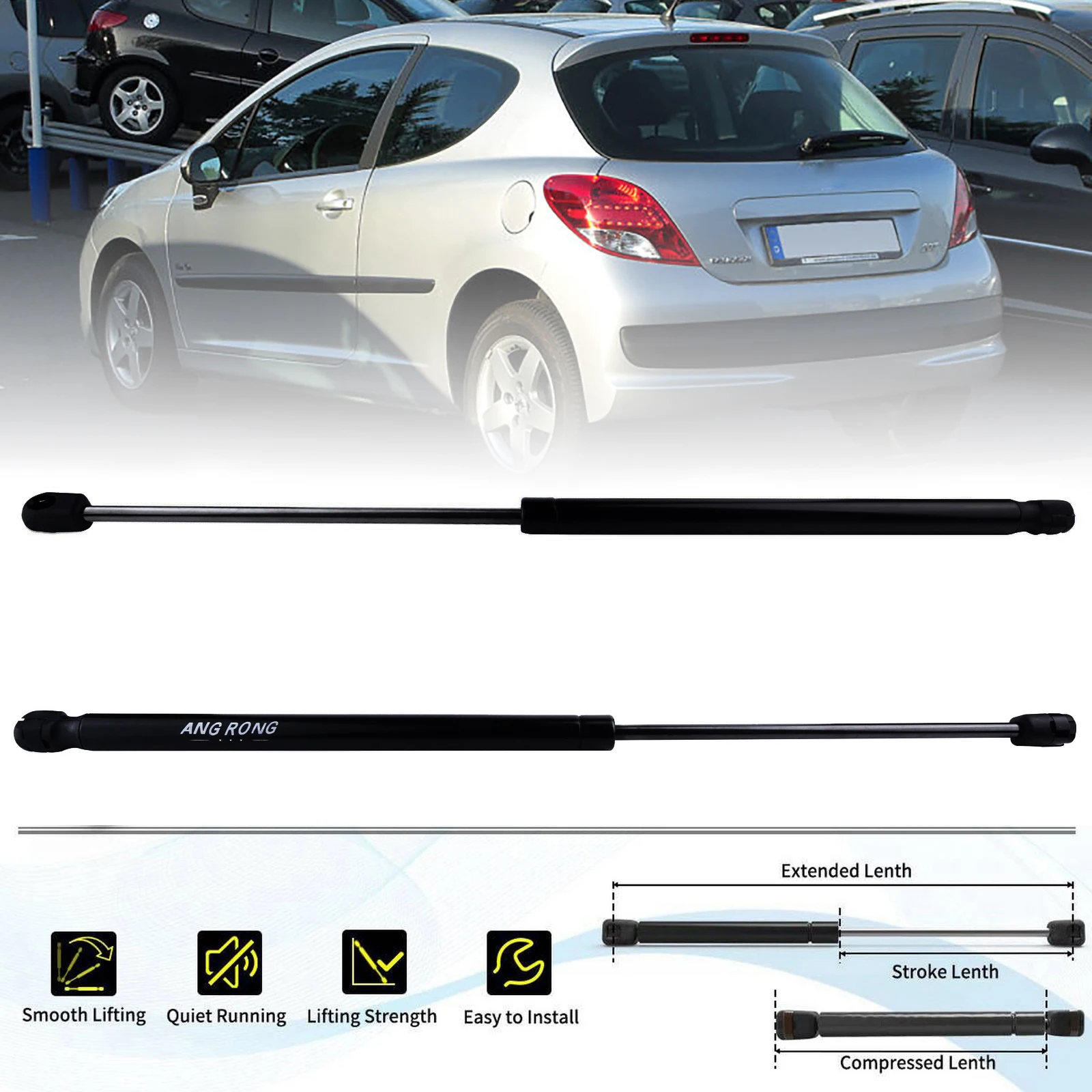 Boot Gas Struts Rear Tailgate Boot Gas Struts Support For Peugeot 207 Hatchback WA WC 2006-2013