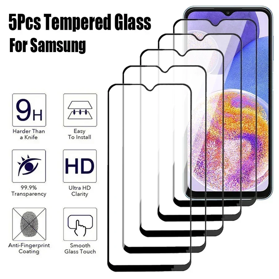 

Закаленное стекло для Samsung Galaxy A03 Core A13 A23 A33 A53 A73 M13 M23 M33 M53, 5 шт.