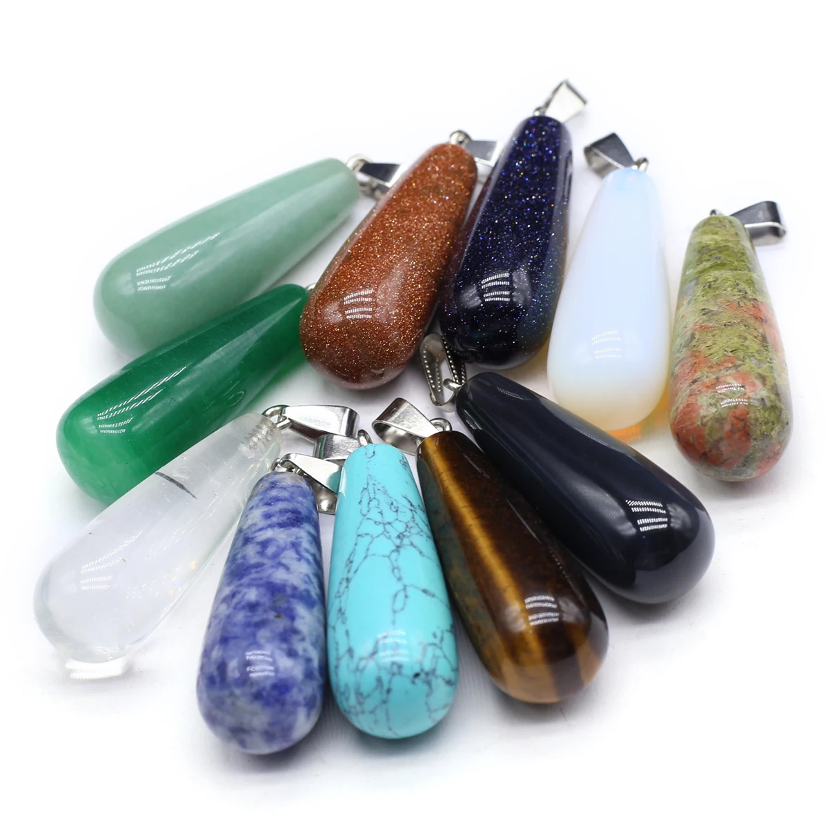 10PCS Charming Natural Stone Crystal Agate Turquoise Droplet Shape Pendant Jewelry Making DIY Necklace Earrings Accessories Gift