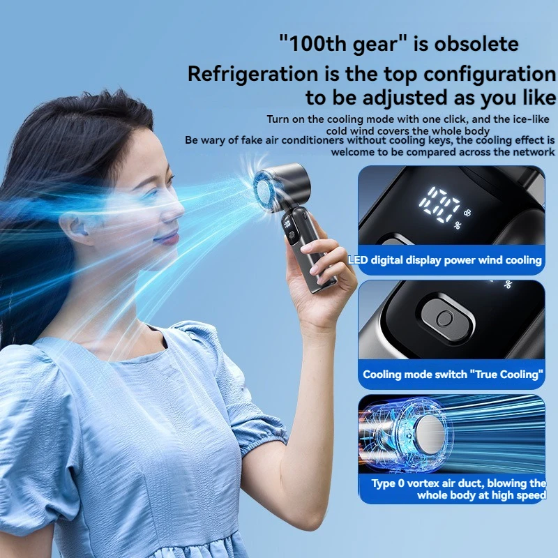 JPNPL 4000mAh Hanging Ice Pack Handheld High-speed Folding 100 Speed Infinitely Adjustable Fan Portable For Outdoor Neck_voghion.com