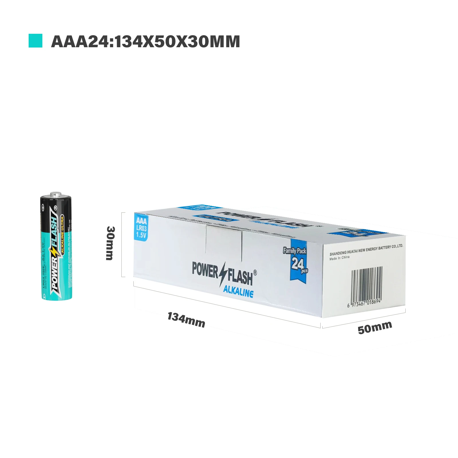 HUATAI PowerFlash AAA 120 pcs Alkaline Long-Lasting Batteries for Home Work