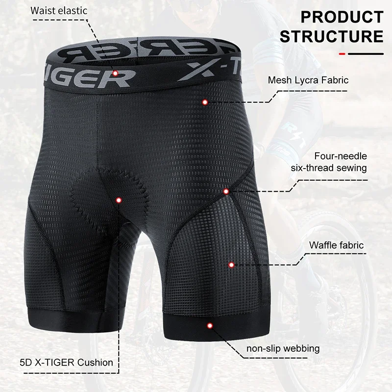X-TIGER Breathable cycling shorts Pockets Gel padded Reflective Bicycle MTB underwear Sports Leisure Pants Cycling clothing