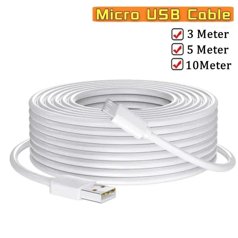 Cable de datos de carga rápida Micro USB Extra largo para teléfonos Samsung, Xiaomi, Android, Monitor de cámara, Cable de datos de Banco de energía, 1m-10m - Imagen 2