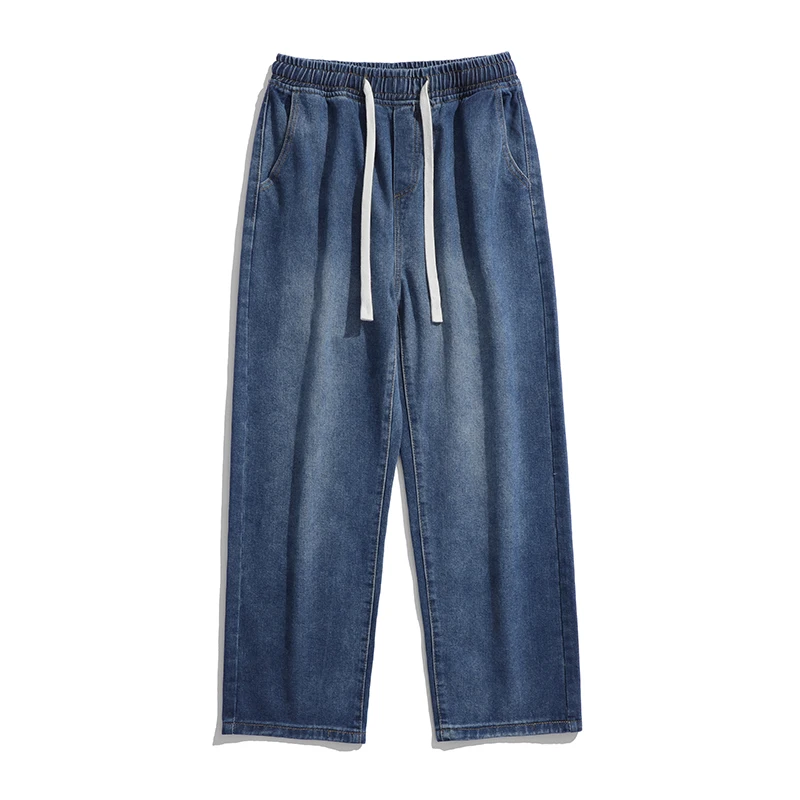 New Spring And Summer Youth Loose Straight Casual Pants Men'S Fashion Trend Versatile Comfortable Elastic Waist Jeans Trousers