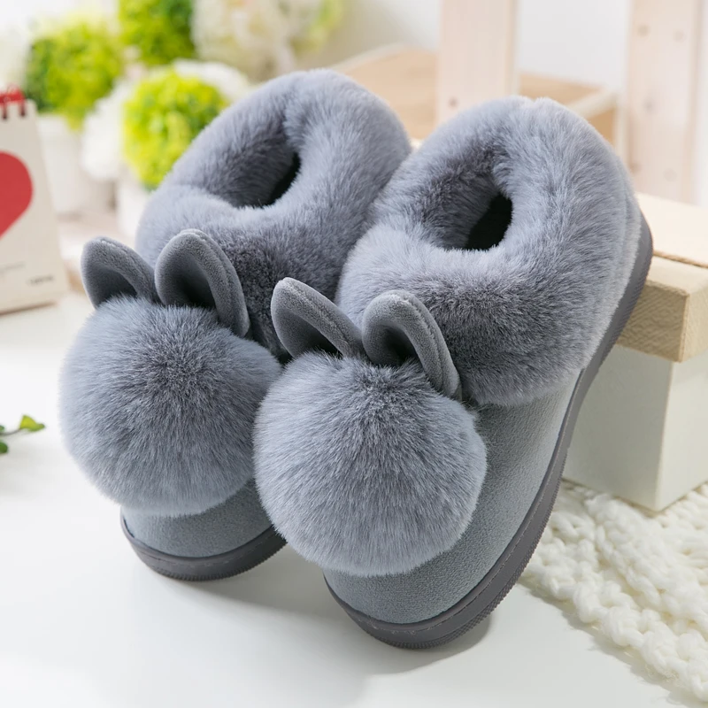 Autumn Winter Cotton Slippers Fur Rabbit Home Warm Thick Bottom Indoor Women Slippers Cute Fluffy Cat women slippers cotton slippers warm slippers
