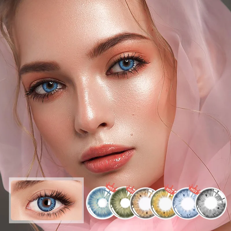 Uyaai 2pcs/pair New Color Contact Lenses Myopia Natural Beauty Contact