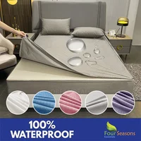 6-Sides Mattress Cover with Zipper 100% Waterproof Mattress Protector Queen King Size Bed Fitted Sheet Hypoallergenic Anti-mite 1
