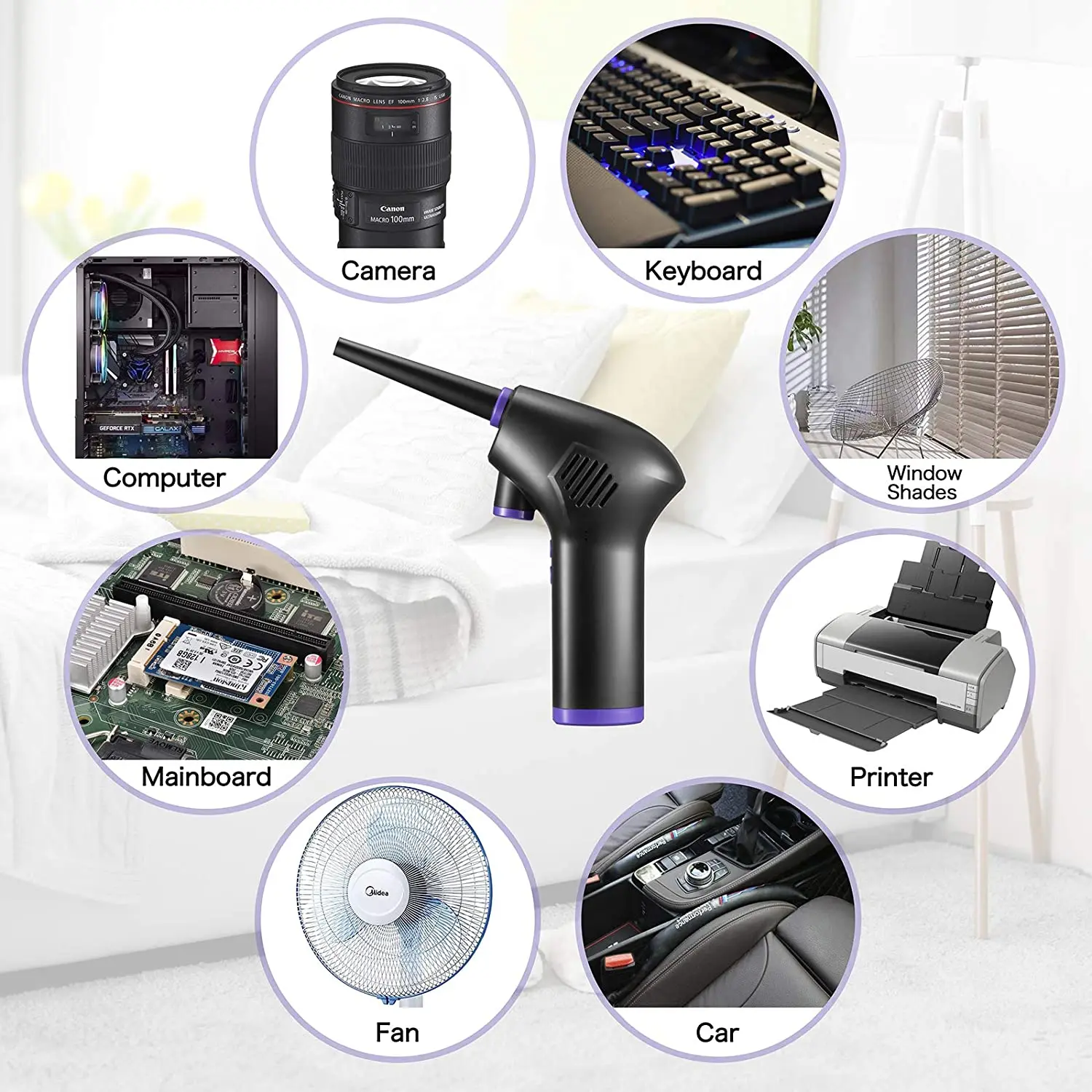 Cordless Air Duster Large Capacity Portable Electric Keyboard Cleaner 15000mAH Rechargeable Compressed Air Cleaner Dust Blower 5