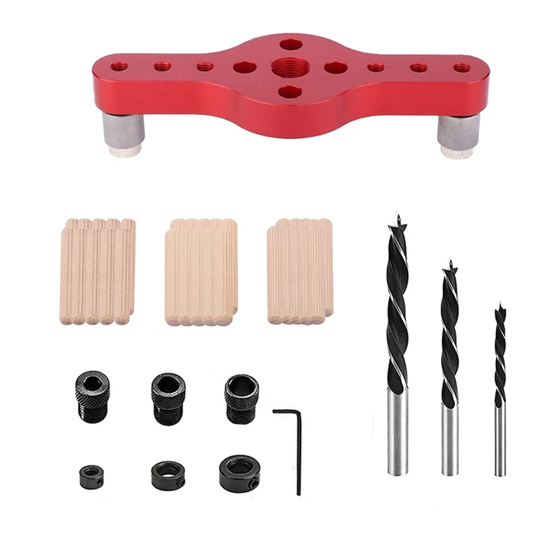 

Vertical Pocket Hole Jig Hole Puncher Woodworking 6/8/10Mm Wood Dowelling Centering Drill Guide Kit