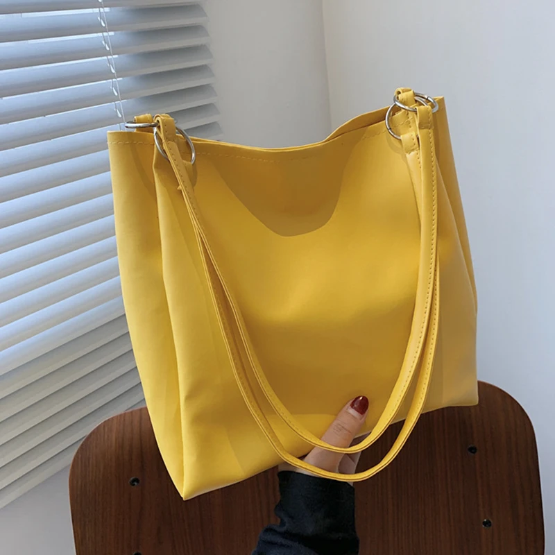 

Handbag Women's Leather Design Shoulder Bags For Women Simple Fashion Solid PU Shopper Travel Top Handle Woman Casual Tote Bag