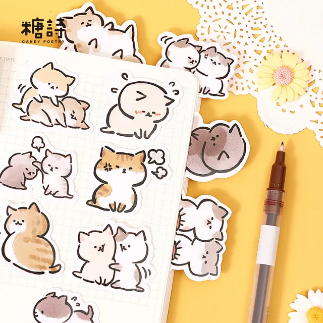 45 Pcs Kawaii Cat Stickers Aesthetic Stationary Cute Stickers For Cat  Lovers Ideal On Laptop Journals Planners Scrapbook - AliExpress