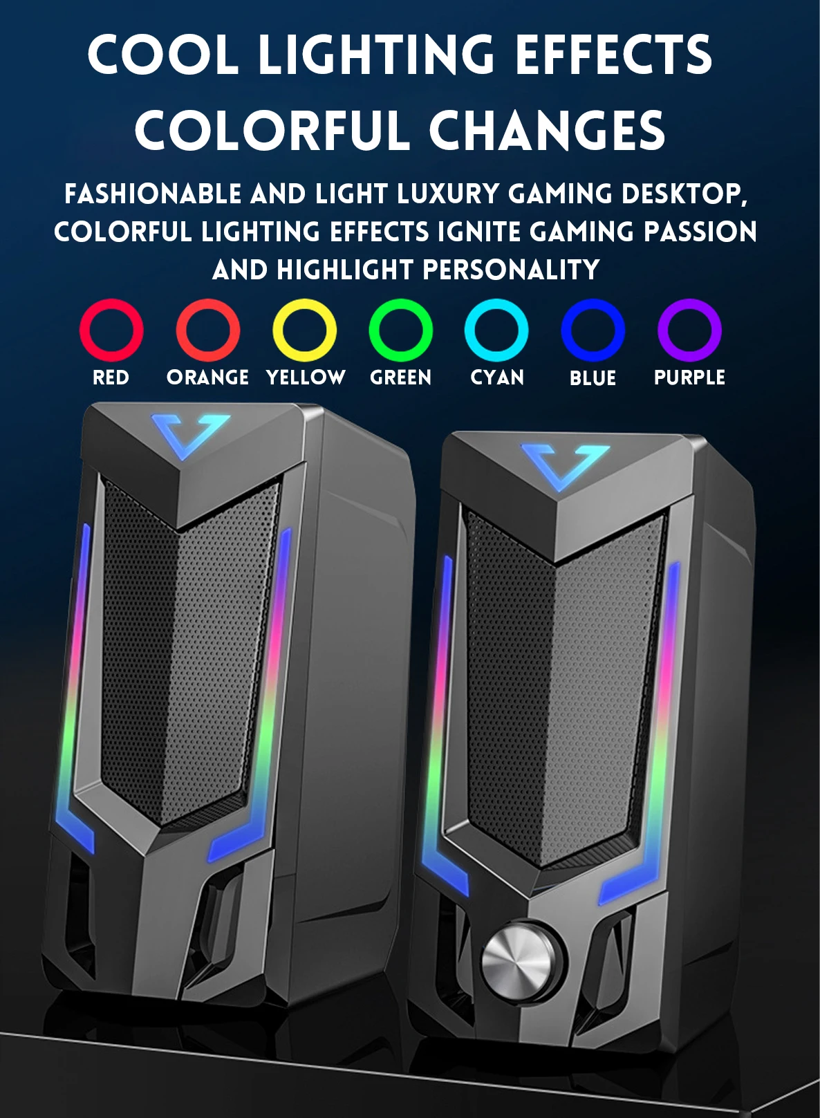 Bluetooth RGB computer speaker, desktop computer speaker, laptop speaker, desktop stereo speaker, USB powered, with LED ambient 5