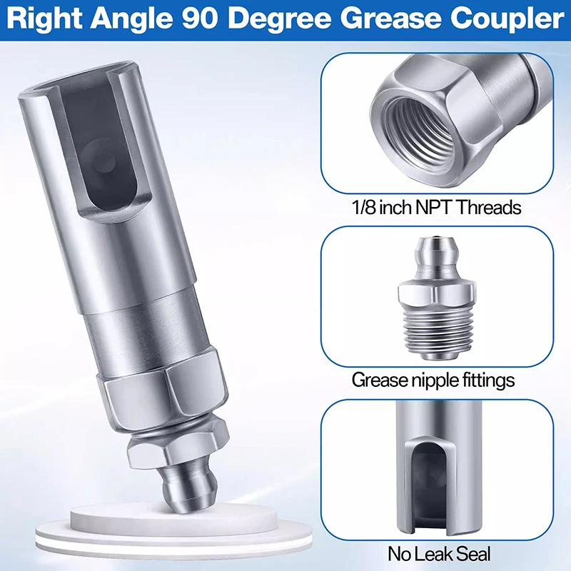 Grease Coupler Right Angle 90 Degree Push-on Slotted Grease Gun With 1/8 Inch NPT Threads Slotted Standard Couplers Nippl