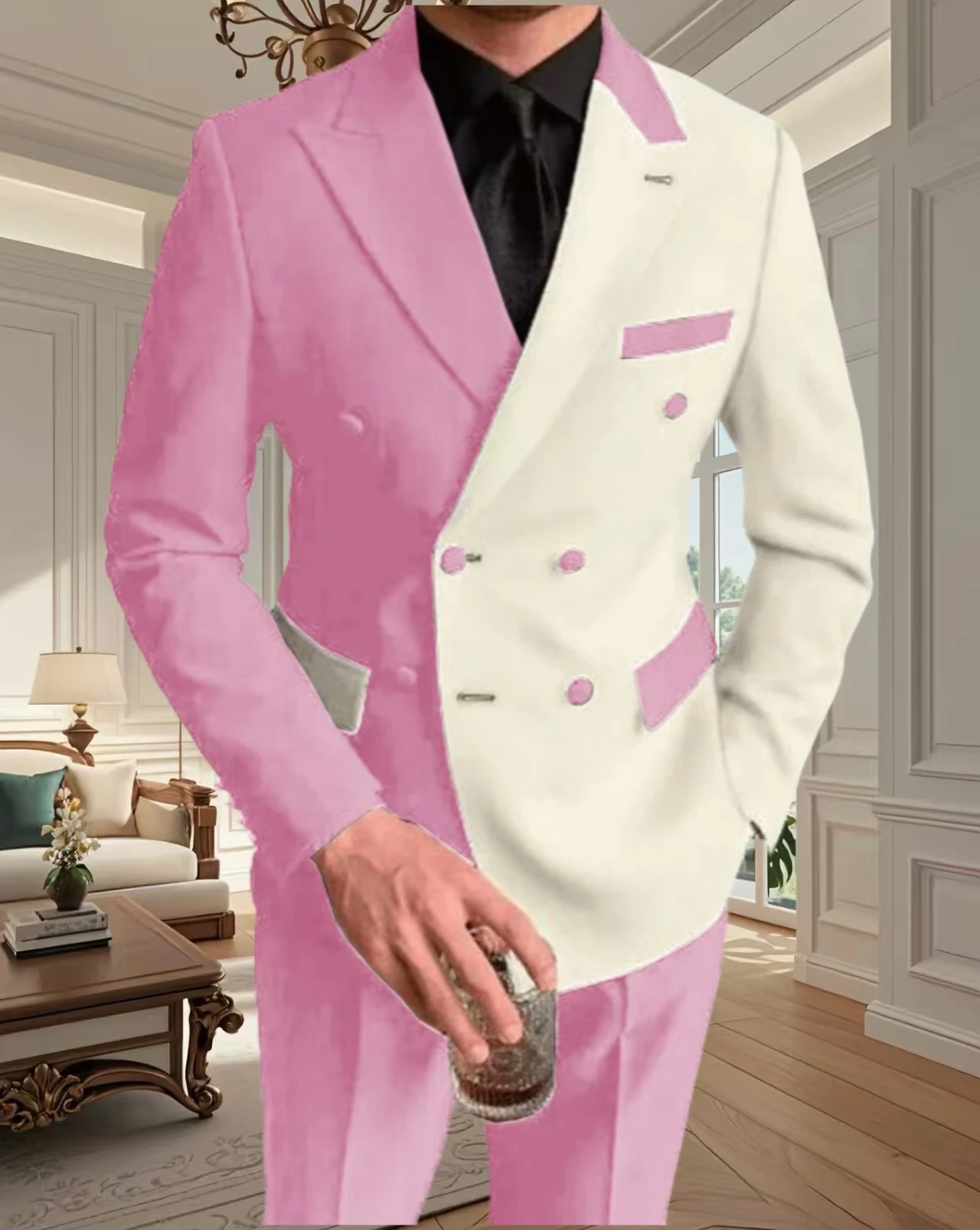 2 piece Fashion Style Men Suits For Wedding Slim Fit Peak Lapel Blazers Business Groom Wear Tuxedos Costume Homme