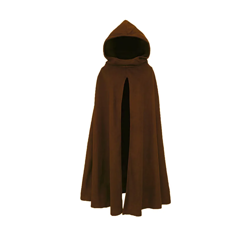 Xinchangda Cape met capuchon voor Halloween, vintage middeleeuwse lange zwarte mantel met capuchon, vampierstijl, podiumoptredens, cosplay kostuum voor mannen en vrouwen
