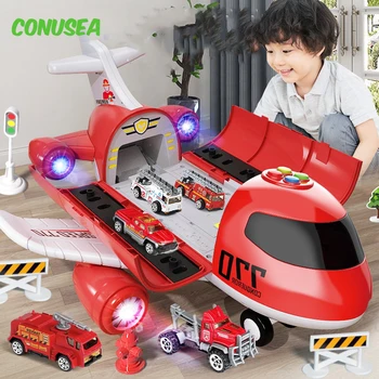 12/6Pcs Car Model Large Children Toys Airplane Toy Model Passenger Plane Multi-Function Inertia Toy Cars for Boys Kids Gift 1