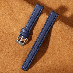 Elegant Universal Leather - Silicone Ultra - Thin Watch Band with Pin Clasp - 16mm (Blue)